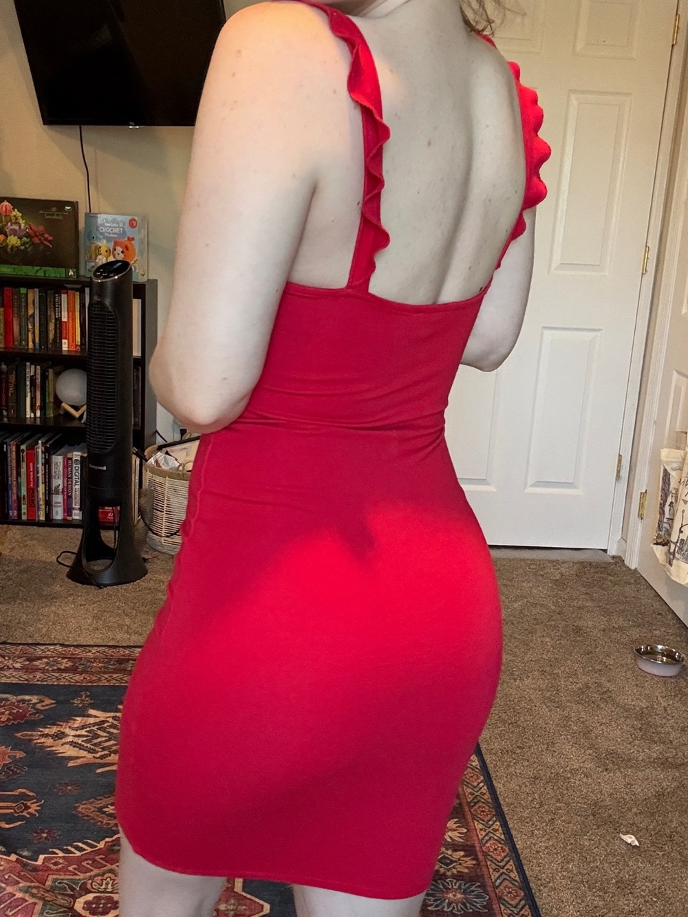 Forever 21 Red Sleeveless Ruffle-strap Bodycon Mini Dress - Picture 2 of 3
